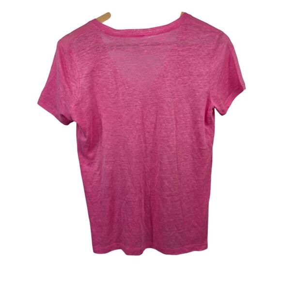 J.Crew 100% Linen V-Neck T-Shirt Pink Size M Women - Picture 5 of 5